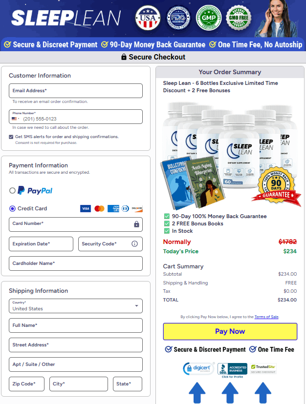 SleepLean order page